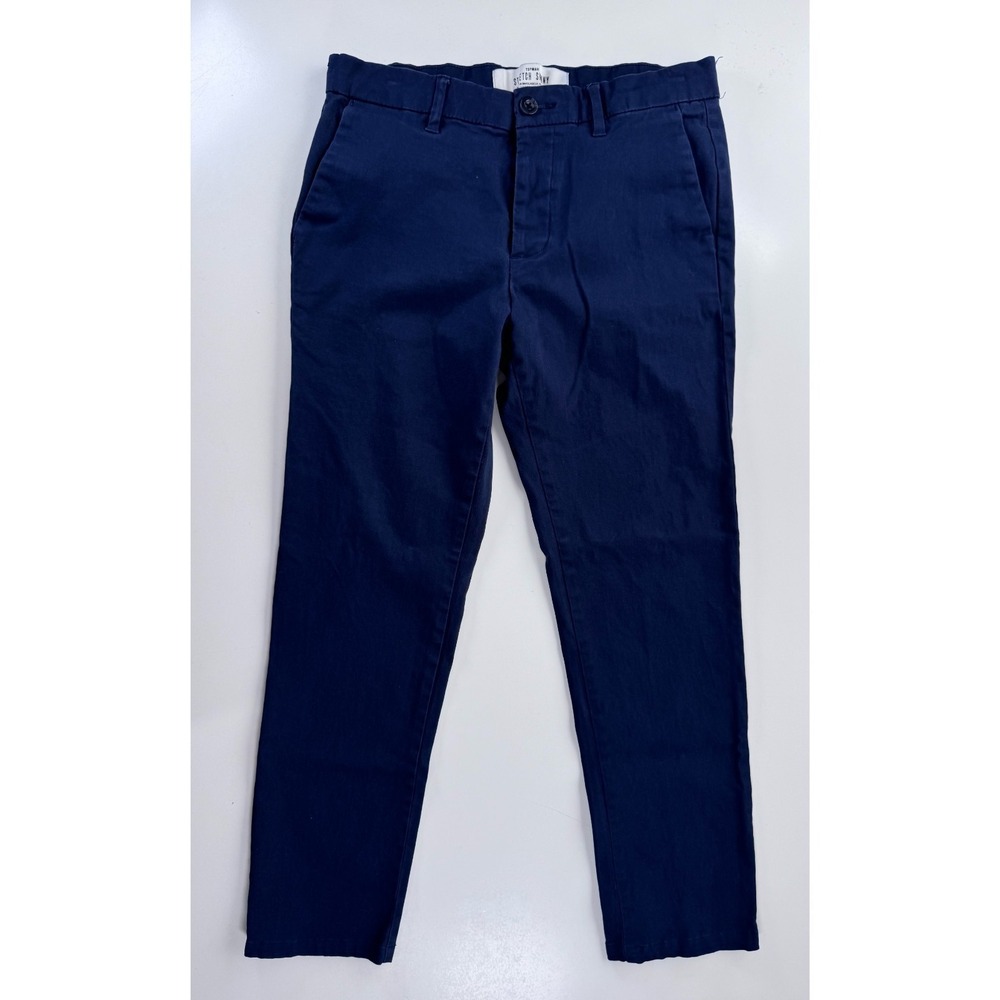 TOPMAN Stretch Skinny Button Fly Chino Pant Mens 32x30 (30x26 *Hemmed) Blue